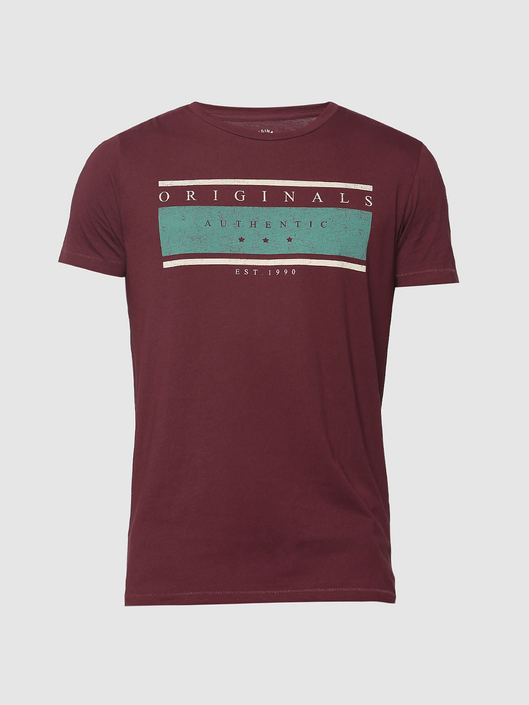 Maroon Graphic Print Crew Neck T-Shirt