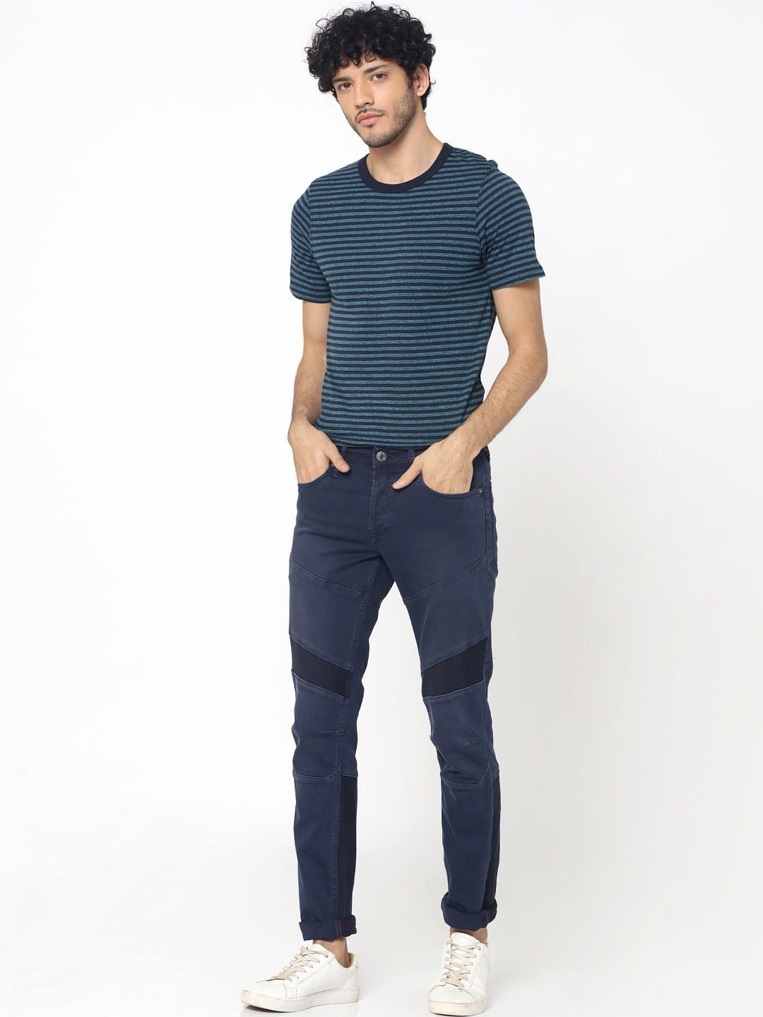 Blue Striped Crew Neck T-Shirt