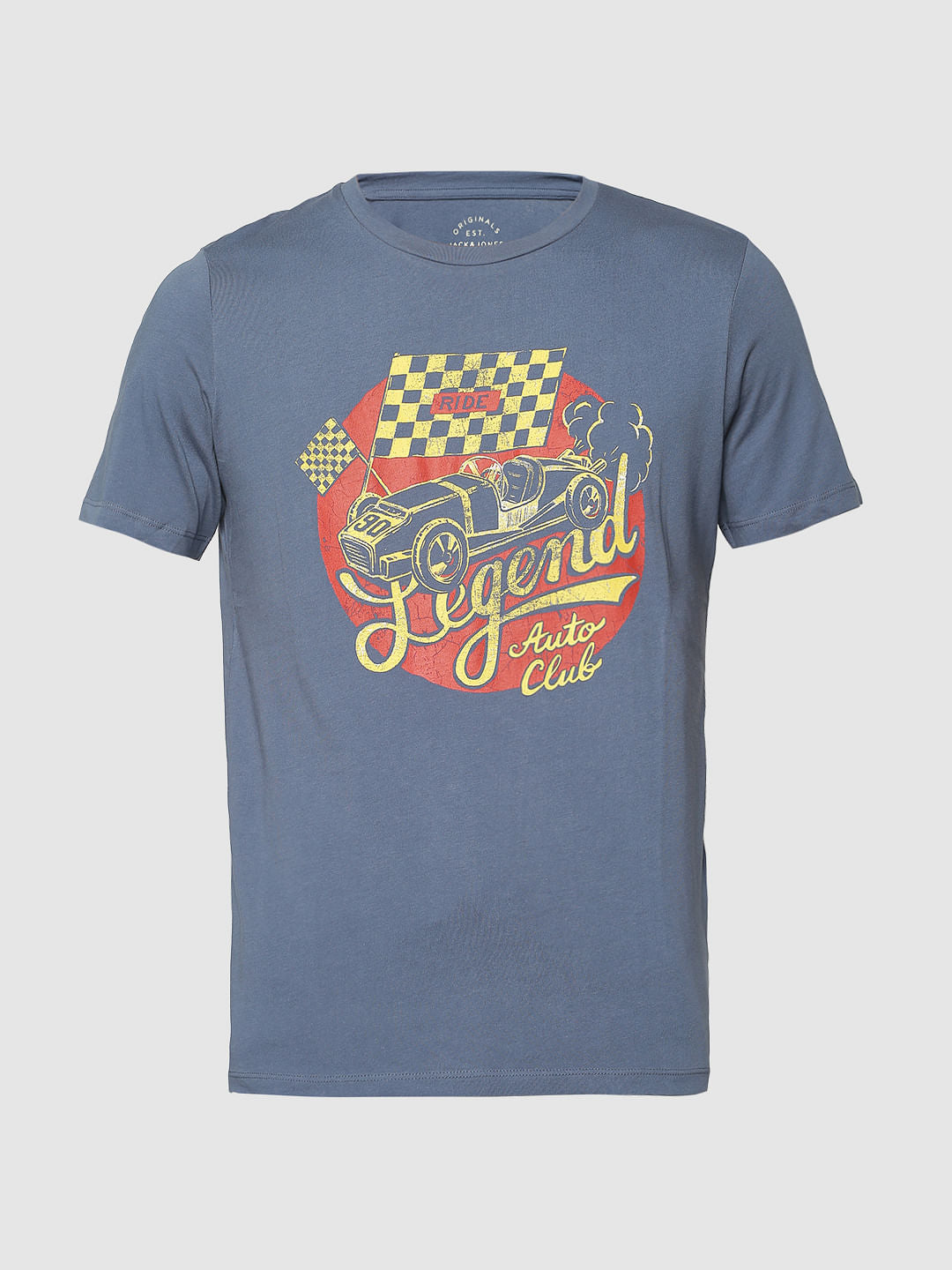Blue Graphic Print Crew Neck T-Shirt