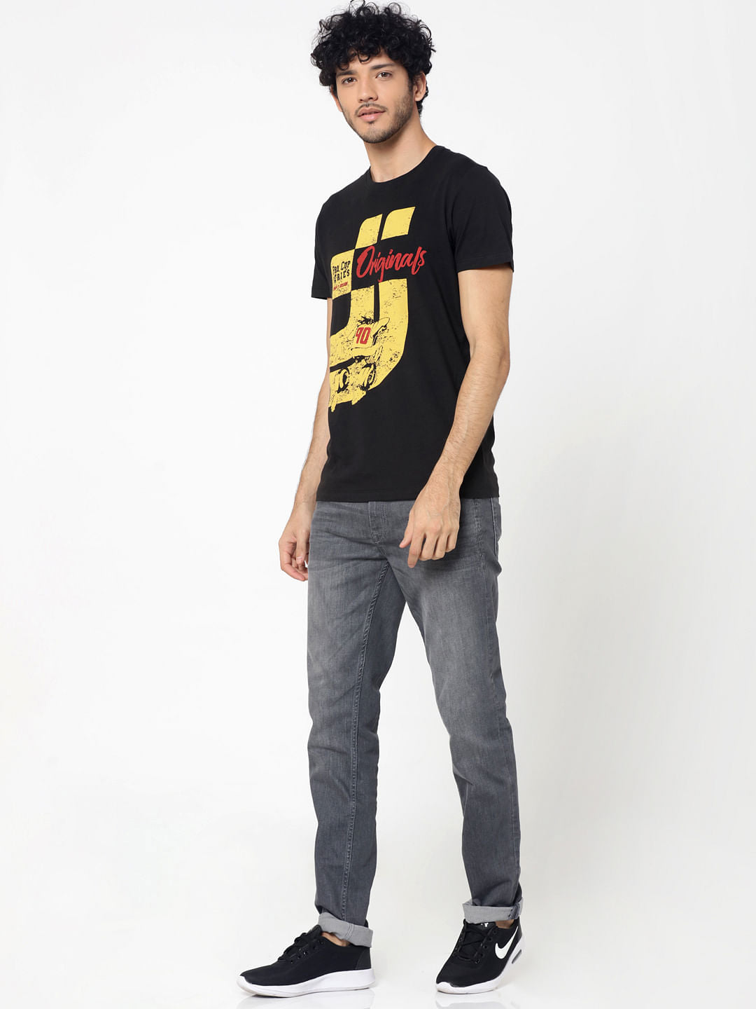 Black Graphic Print Crew Neck T-Shirt