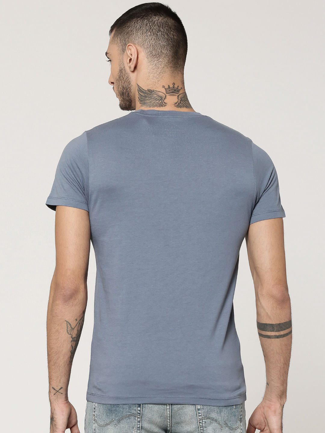 Grey Character Print Crew Neck T-Shirt