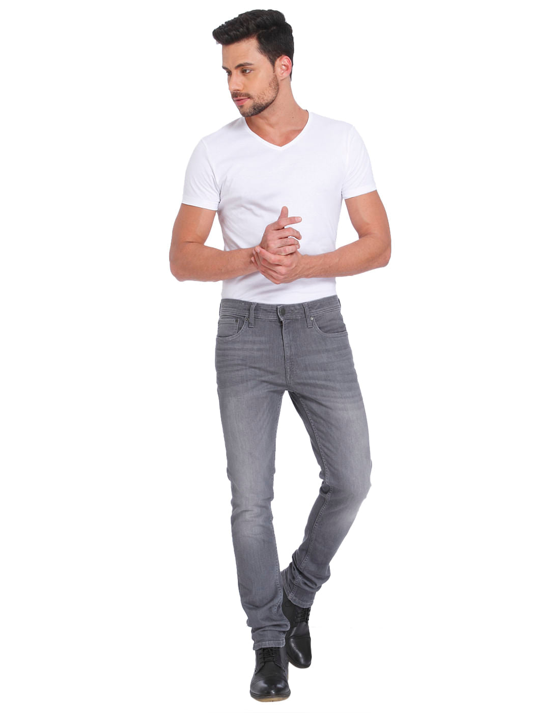 Grey Low Rise Skinny Fit Jeans