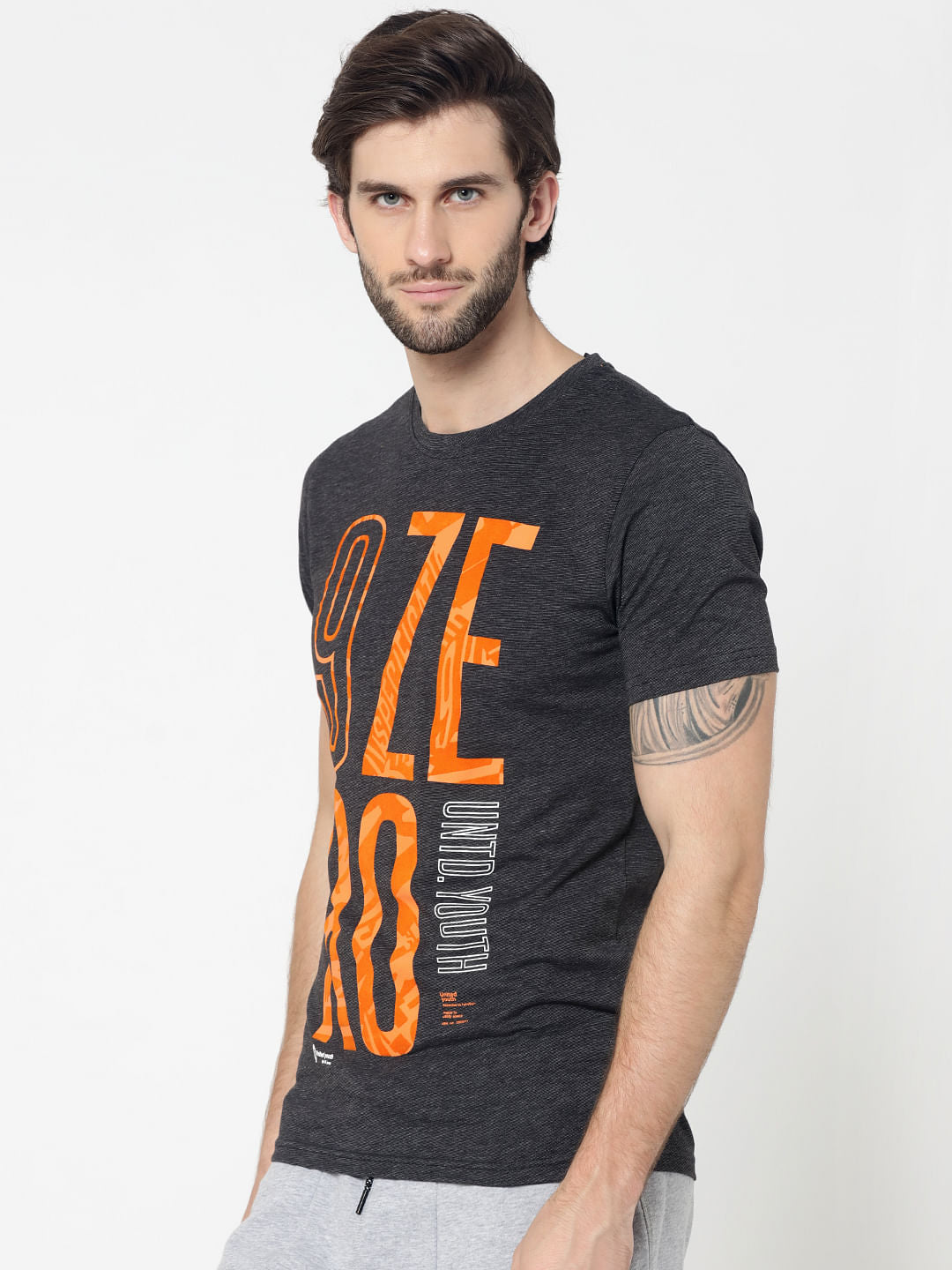 Black Typographic Print Crew Neck T-Shirt