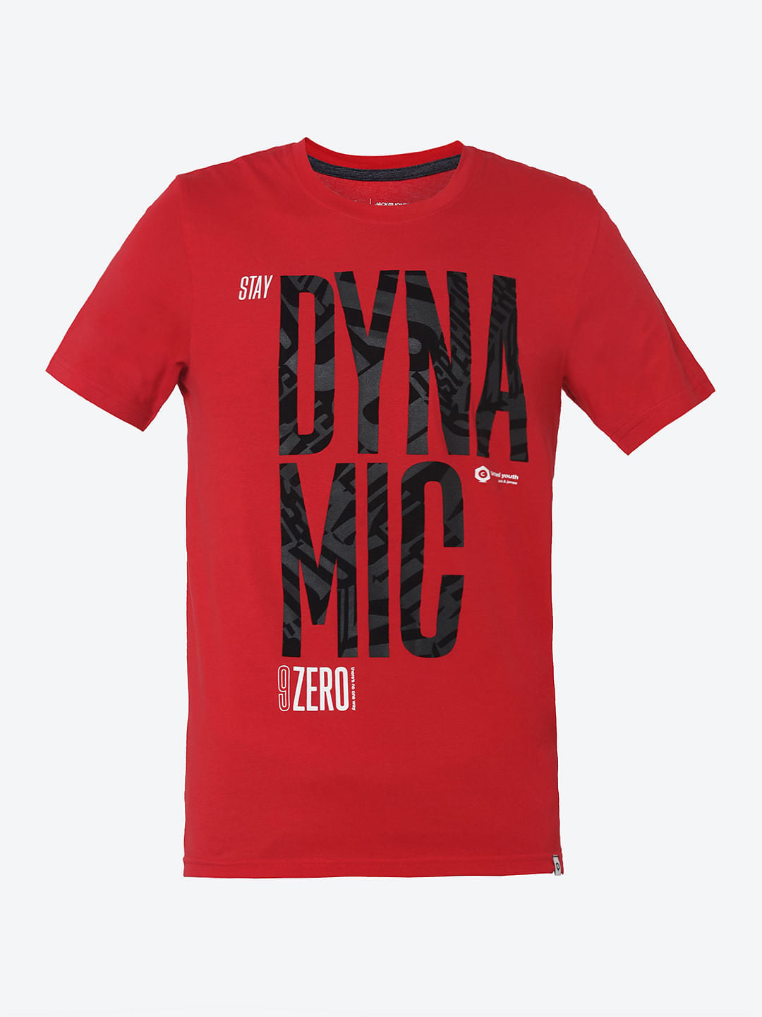 Red Text Print Crew Neck T-Shirt
