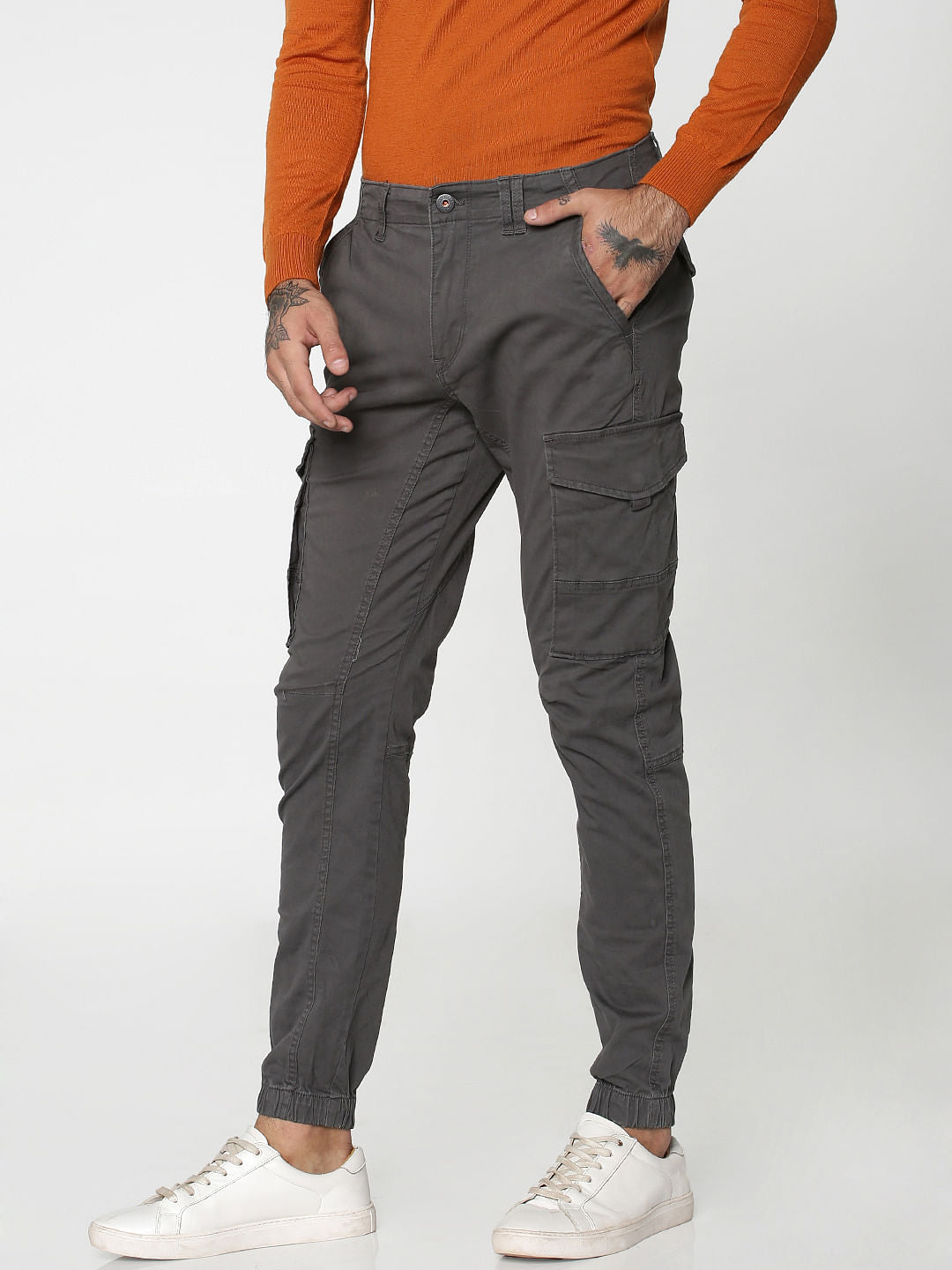 Grey Anti-Fit Cargo Pants