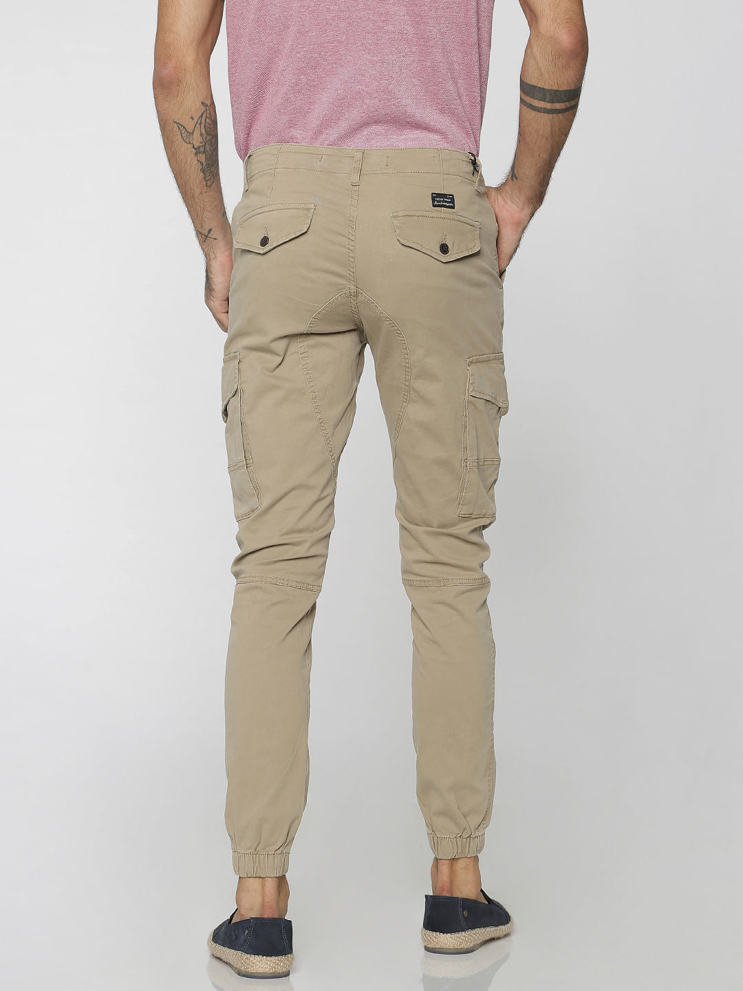 Beige Cargo Style Anti-Fit Joggers