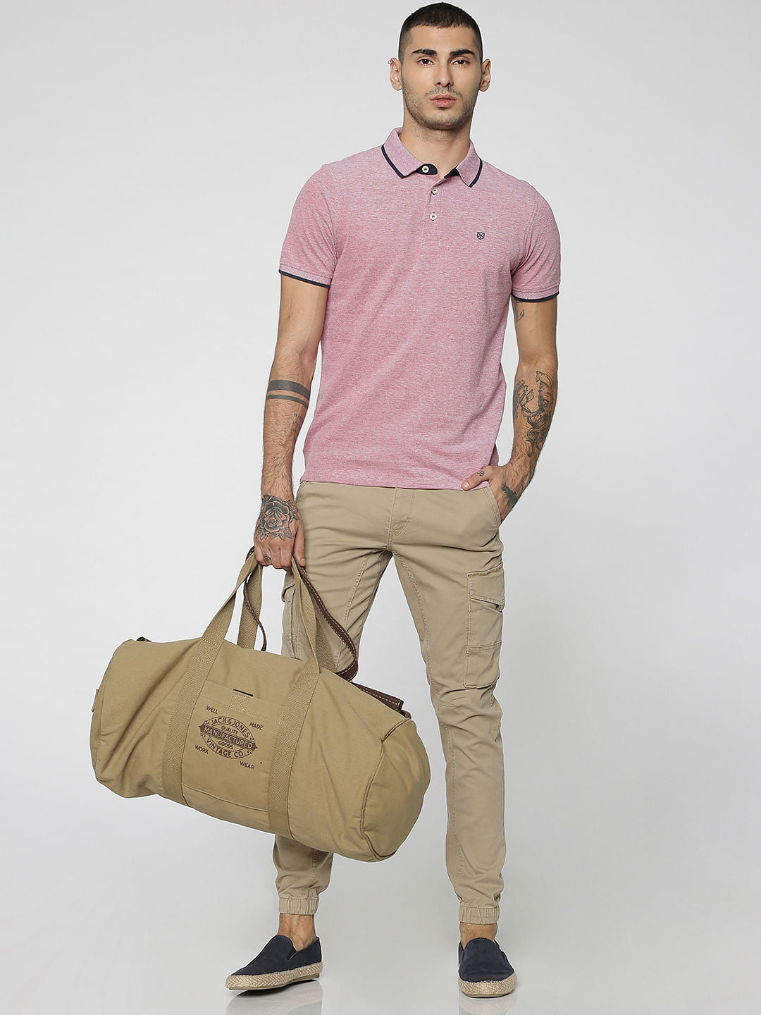 Beige Cargo Style Anti-Fit Joggers