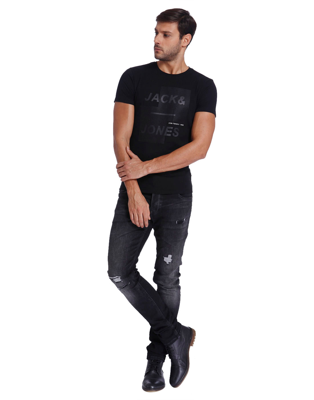 Black Logo Print Crew Neck T-Shirt