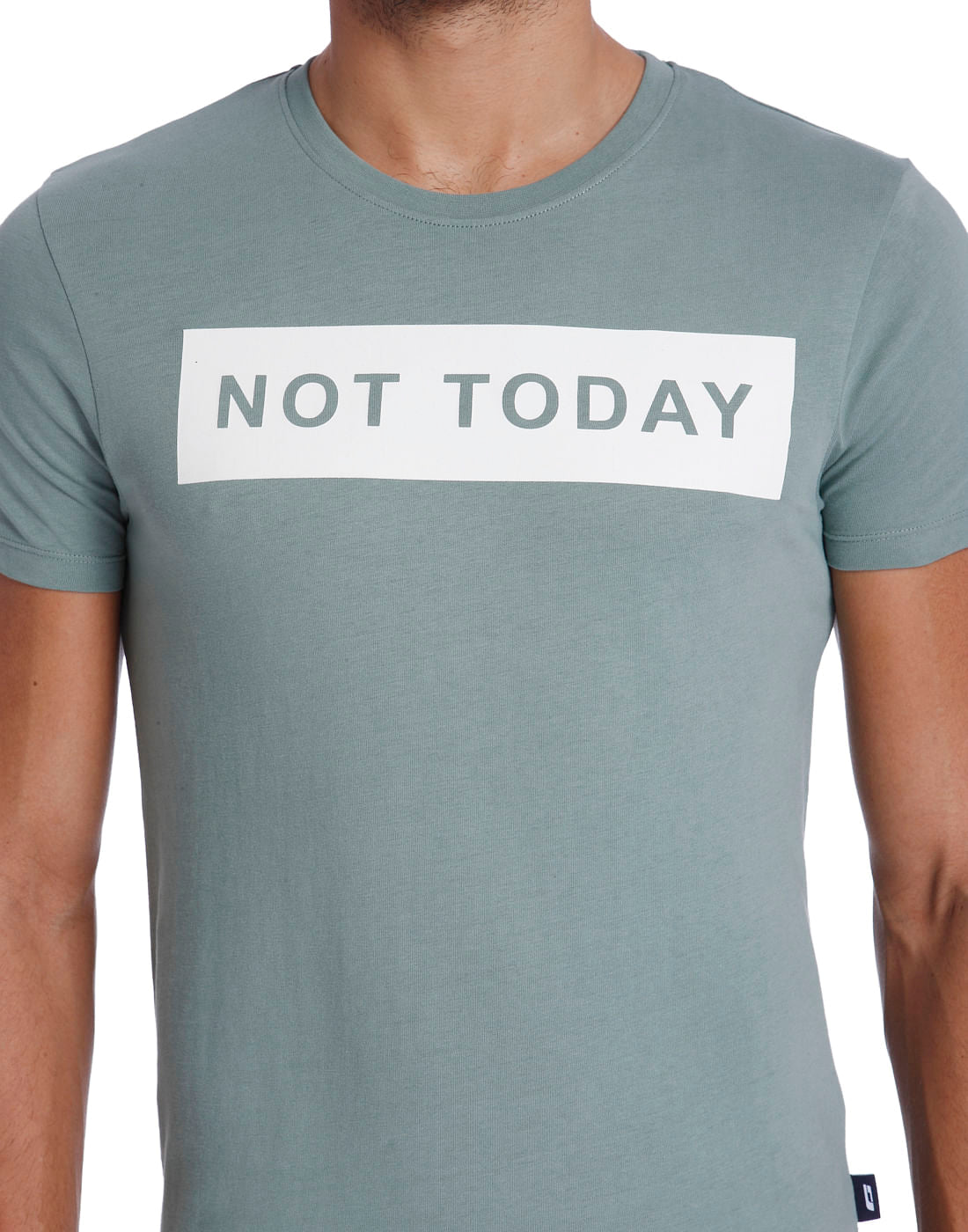 Green Text Print Crew Neck T-Shirt
