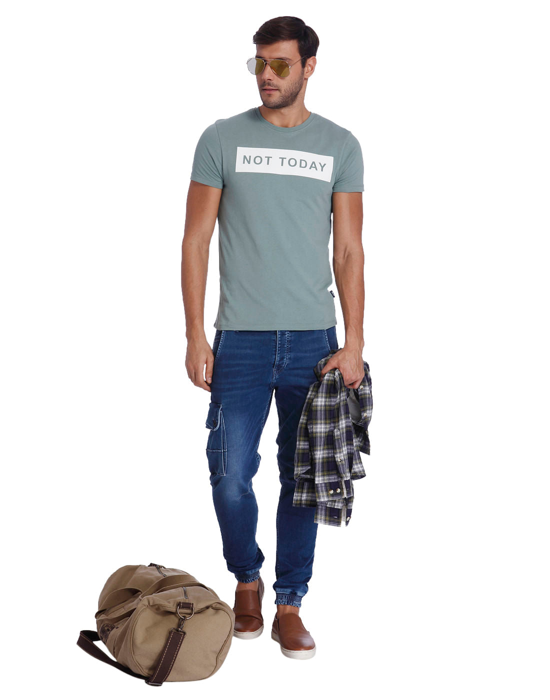 Green Text Print Crew Neck T-Shirt