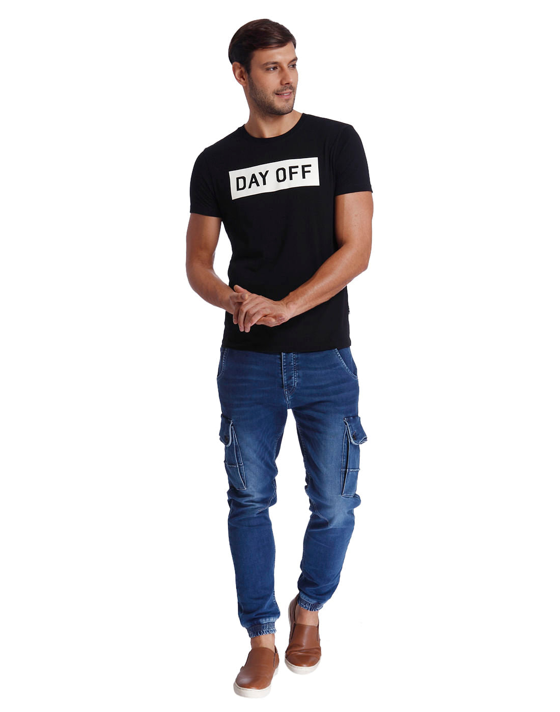 Black & White Text Print Crew Neck T-Shirt