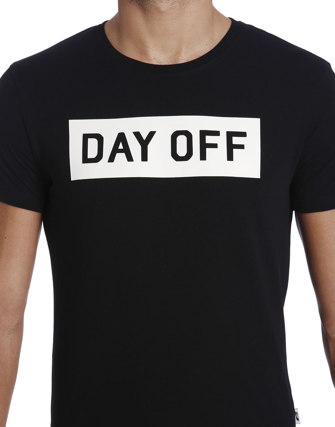 Black & White Text Print Crew Neck T-Shirt