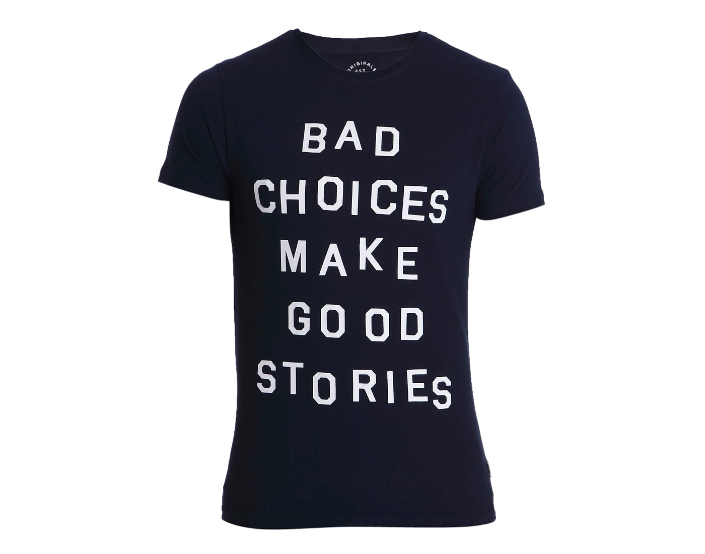 Blue Text Print Crew Neck T-Shirt