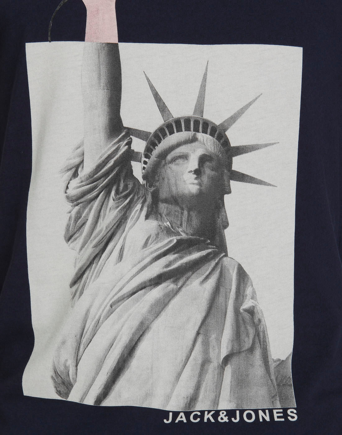 Dark Blue Statue Of Liberty Print Crew Neck T-Shirt