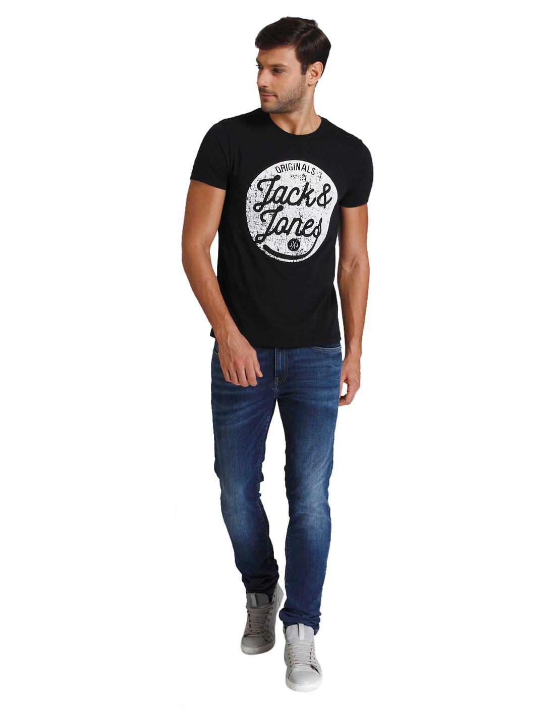 Black & White Text Print Crew Neck T-Shirt