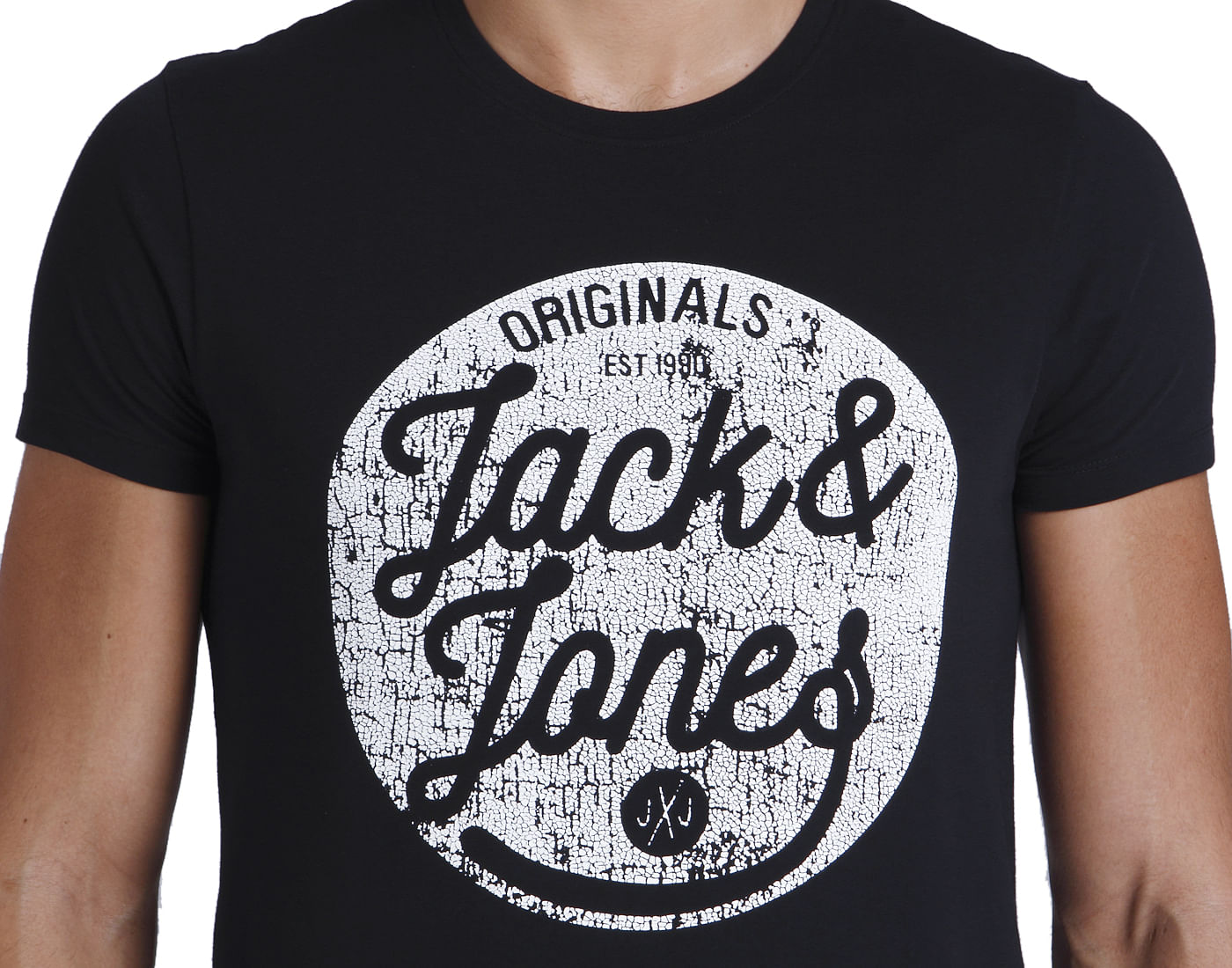 Black & White Text Print Crew Neck T-Shirt