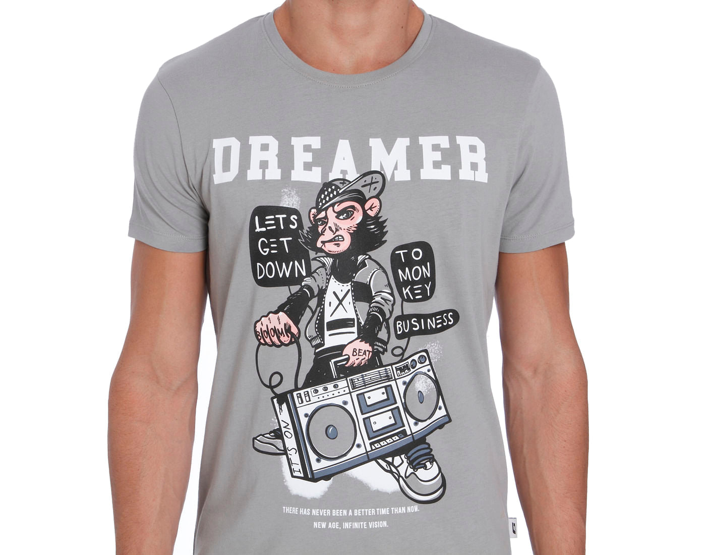 Light Grey Graphic Print Crew Neck T-Shirt