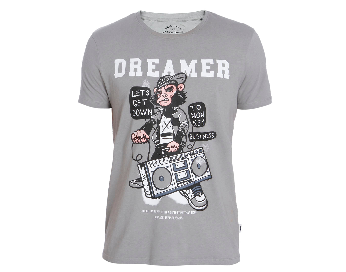 Light Grey Graphic Print Crew Neck T-Shirt