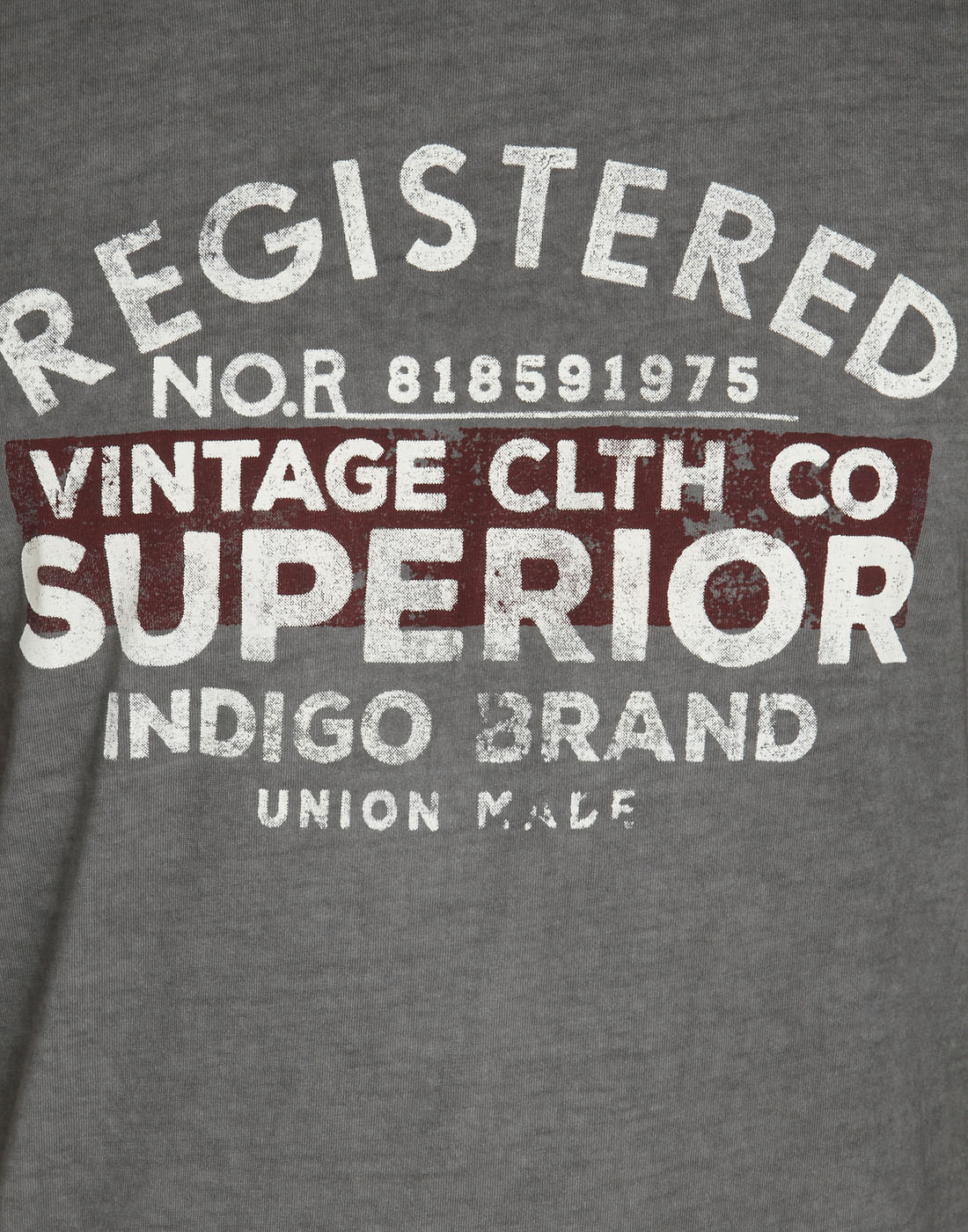 Grey Text Print Crew Neck T-Shirt