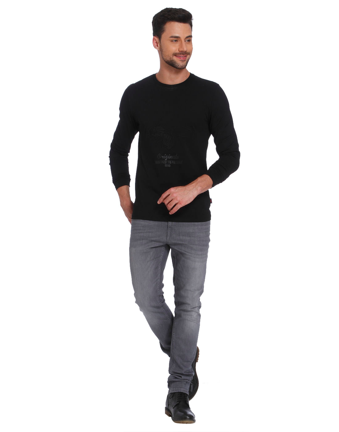 Black Bee Print Crew Neck T-Shirt