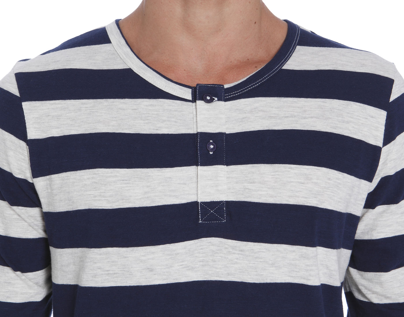 Dark Blue Striped Crew Neck T-Shirt