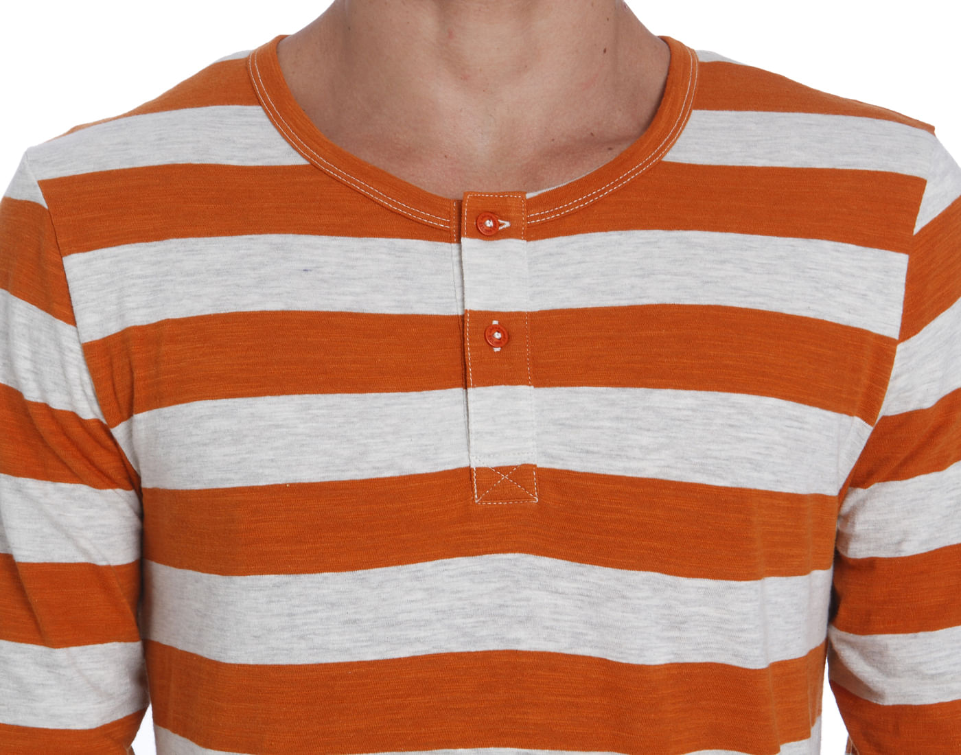 Rust Striped Crew Neck T-Shirt