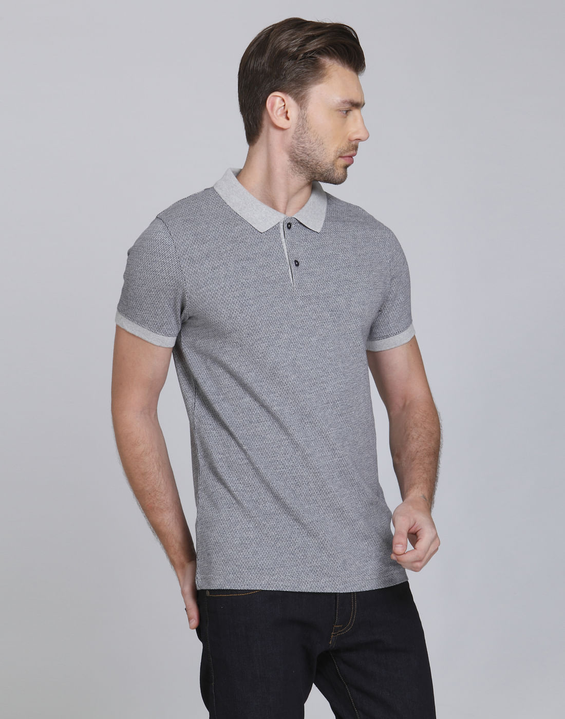 Grey Polo Neck T-Shirt