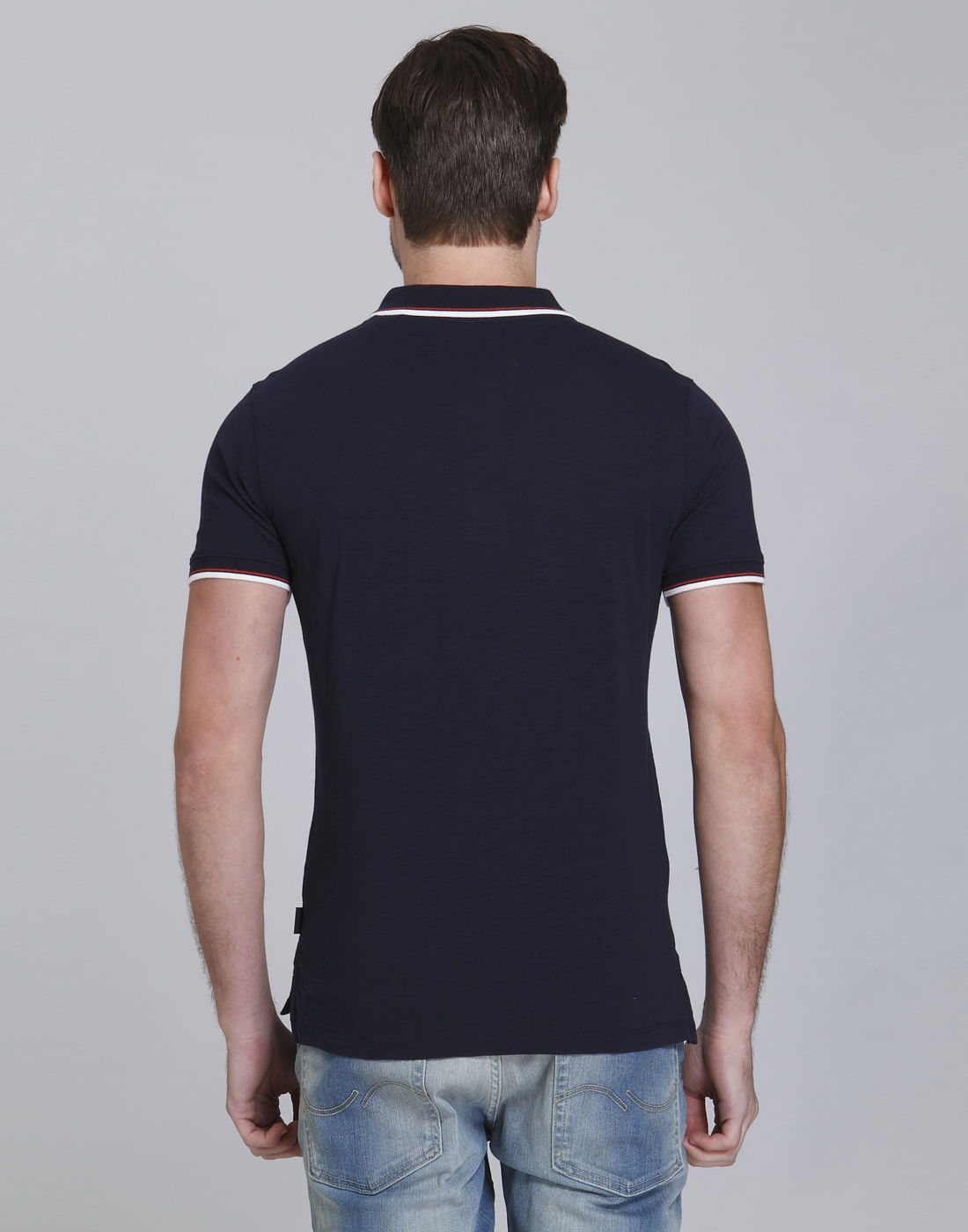Dark Blue Polo Neck T-Shirt