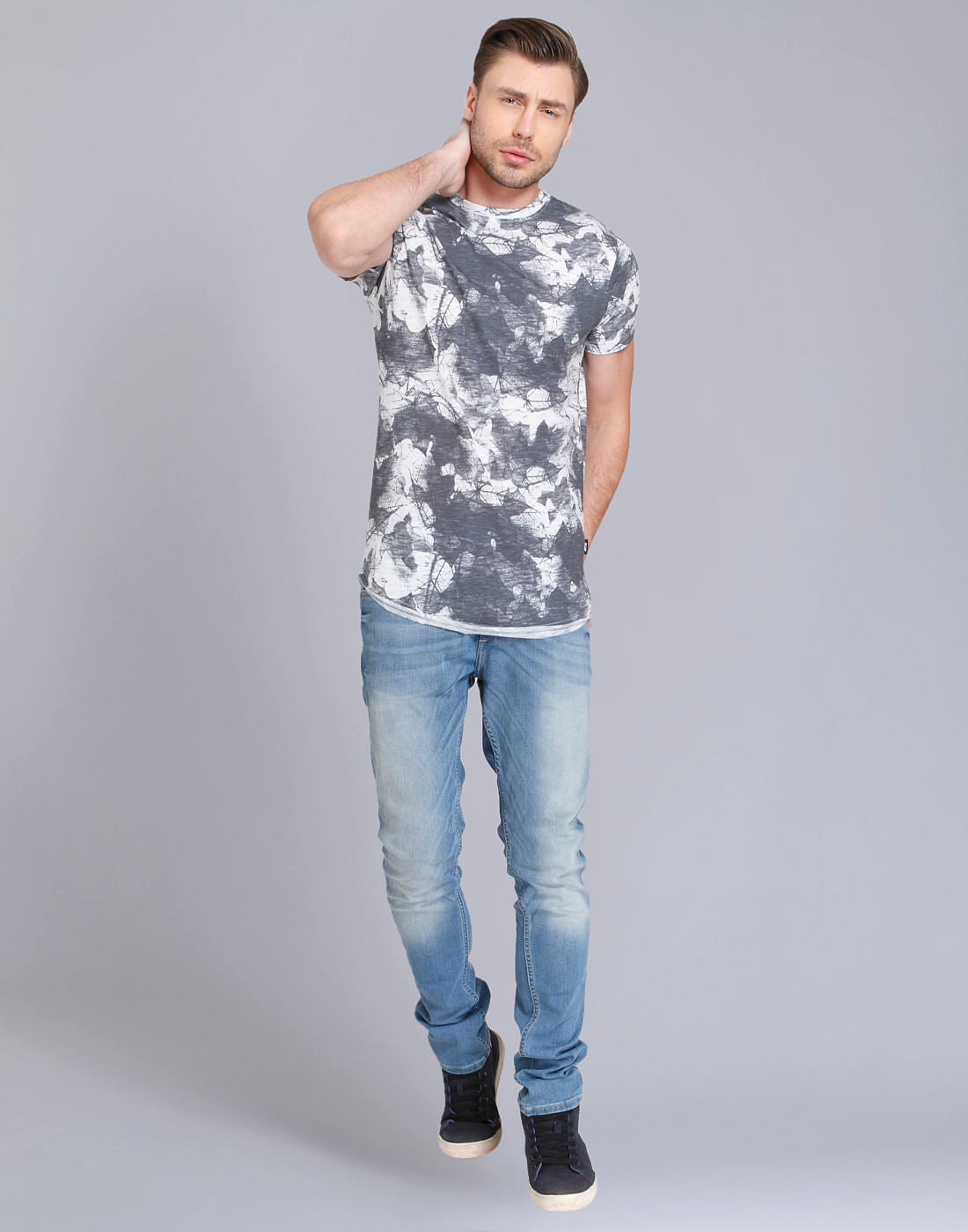 White Printed Crew Neck T-Shirt