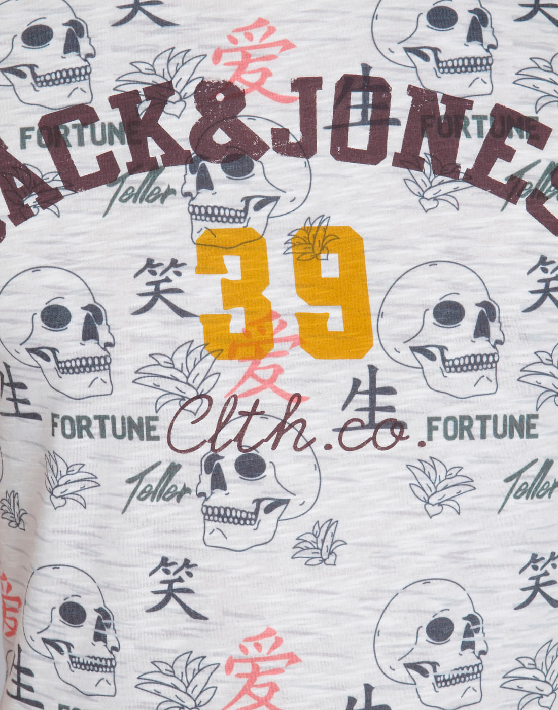 White Skull Print Crew Neck T-Shirt