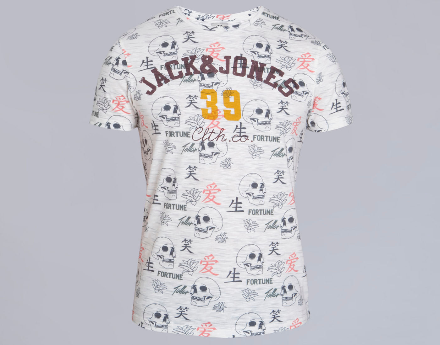 White Skull Print Crew Neck T-Shirt