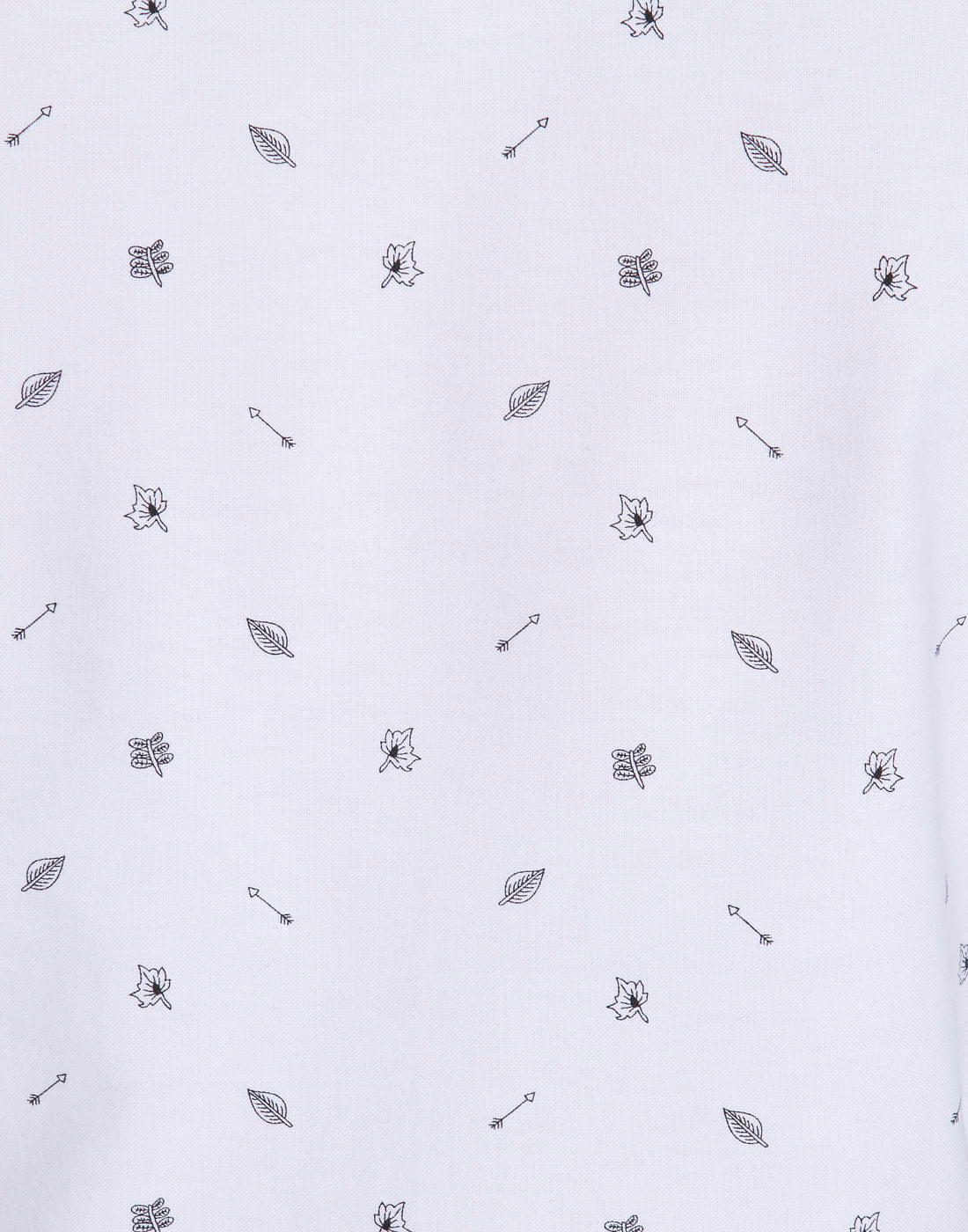White Leaf Print Regular Fit Shirt