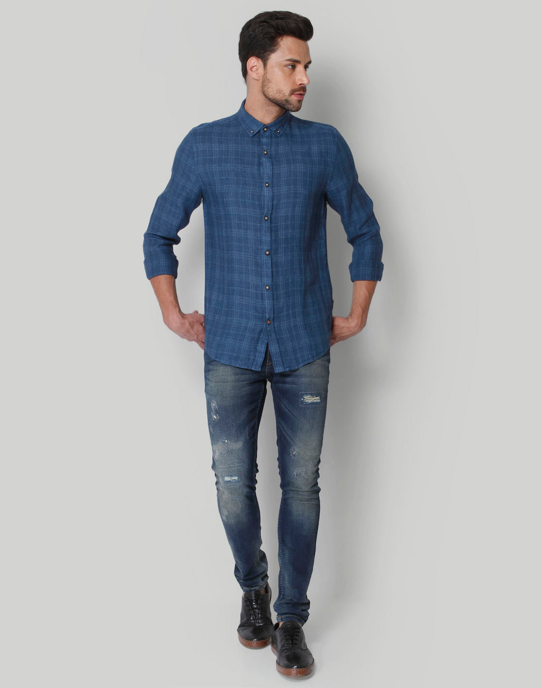 Blue Check Linen Shirt