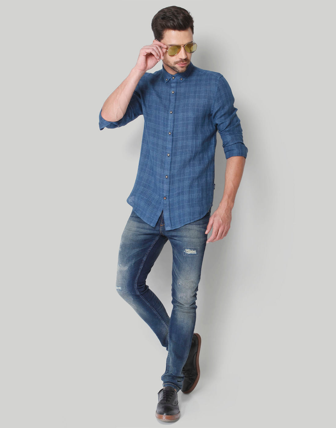Blue Check Linen Shirt
