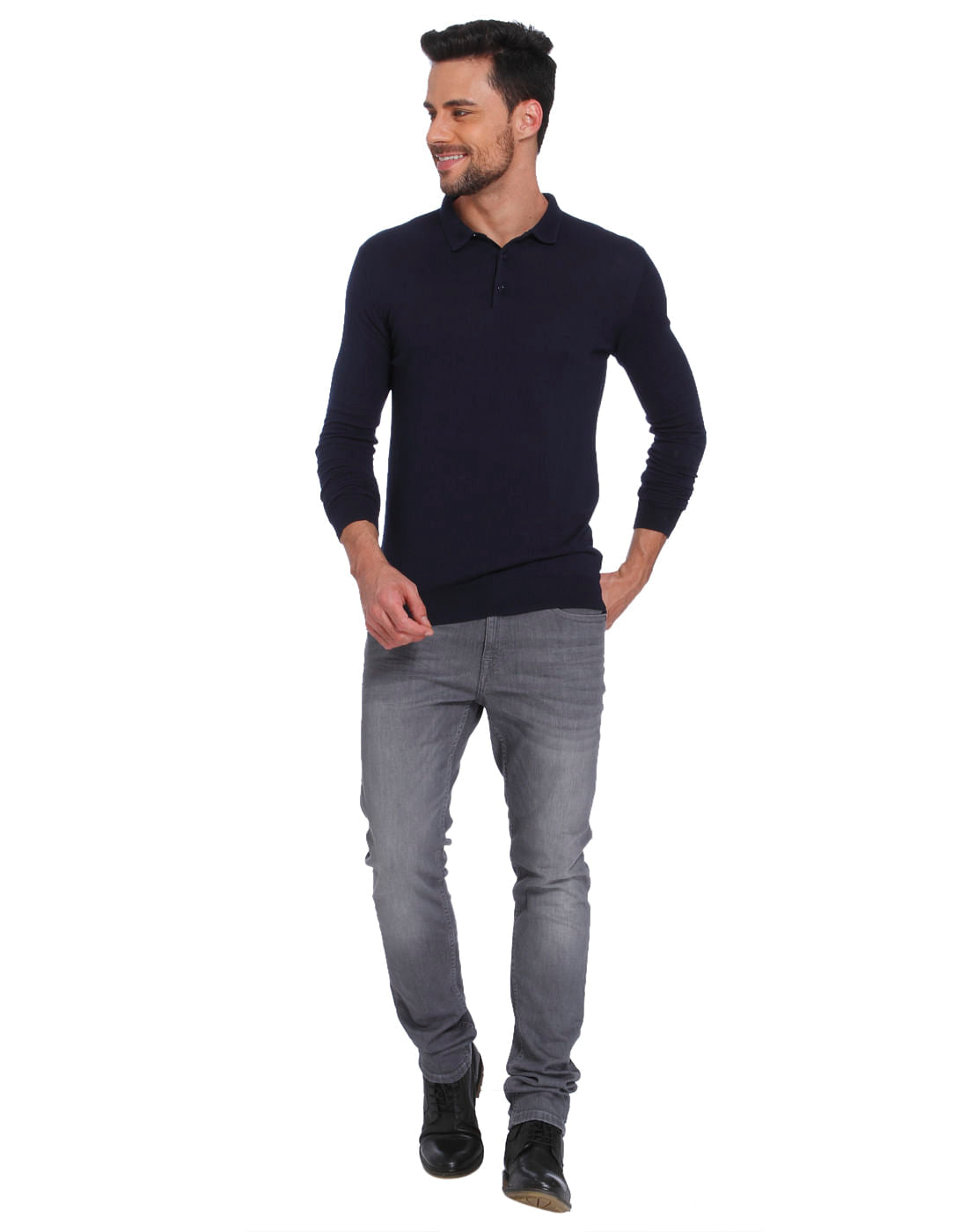Blue Knit Polo T-Shirt