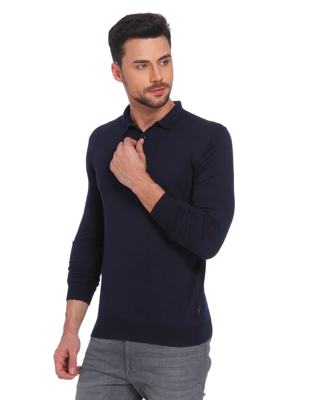 Blue Knit Polo T-Shirt