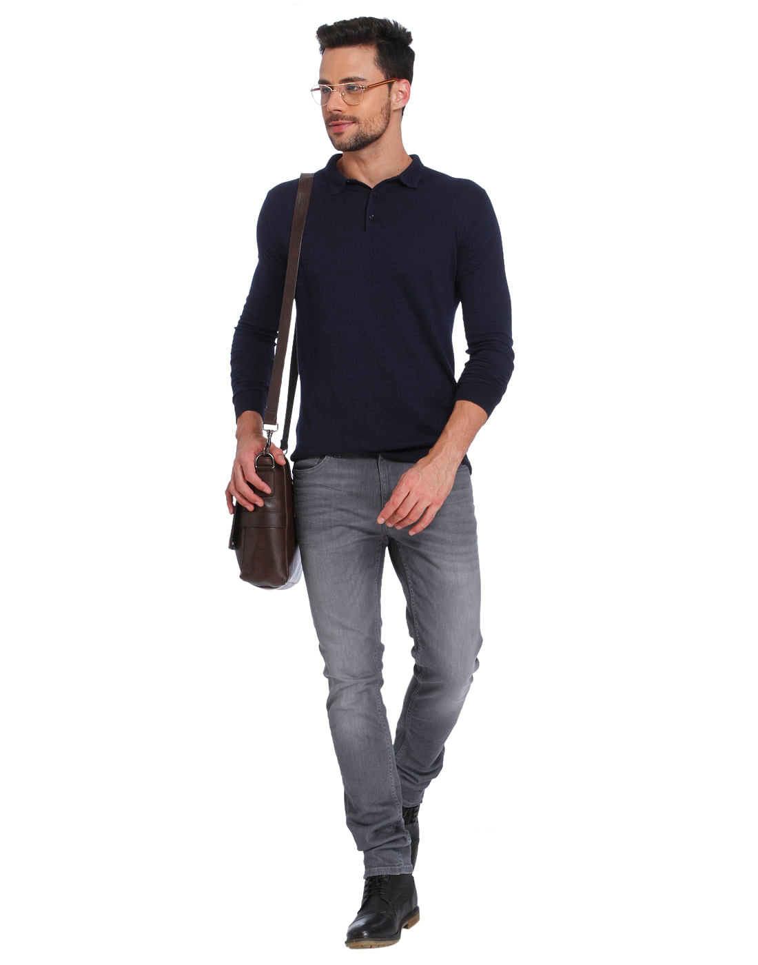 Blue Knit Polo T-Shirt