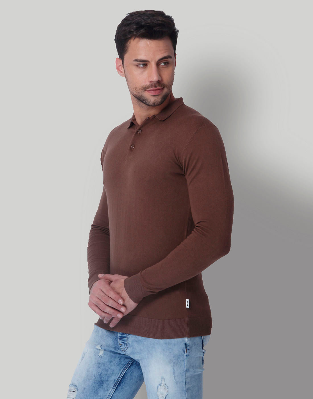 Brown Polo Neck T-Shirt