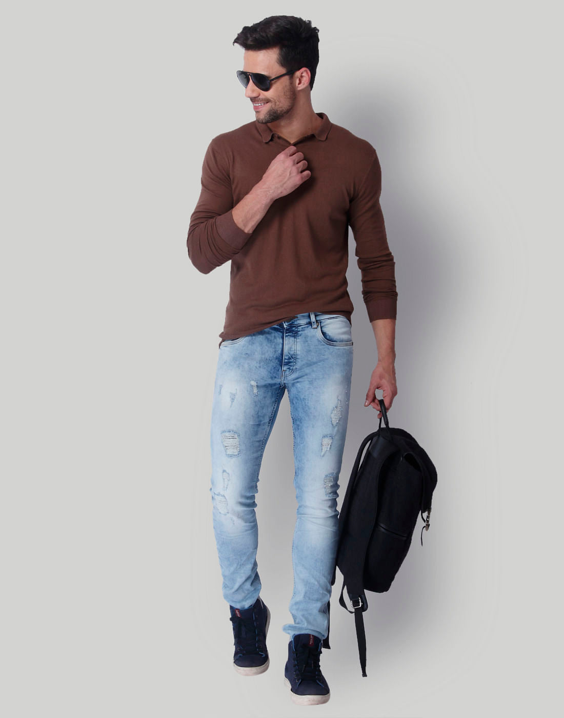 Brown Polo Neck T-Shirt