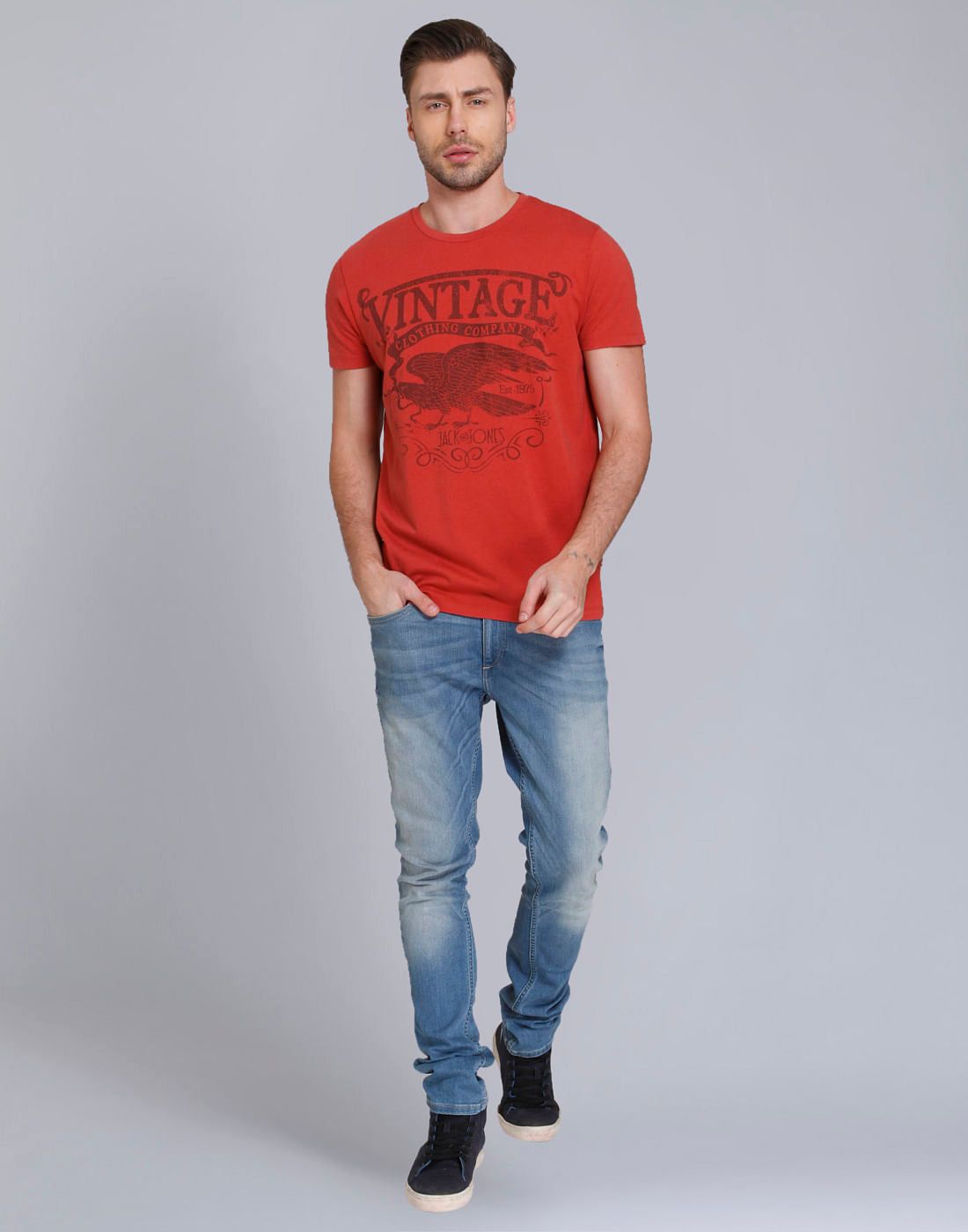 Red Graphic Print Crew Neck T-Shirt
