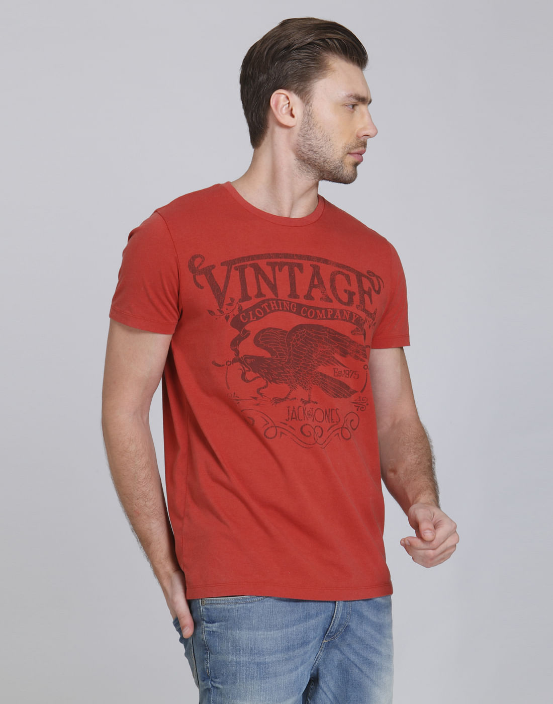 Red Graphic Print Crew Neck T-Shirt
