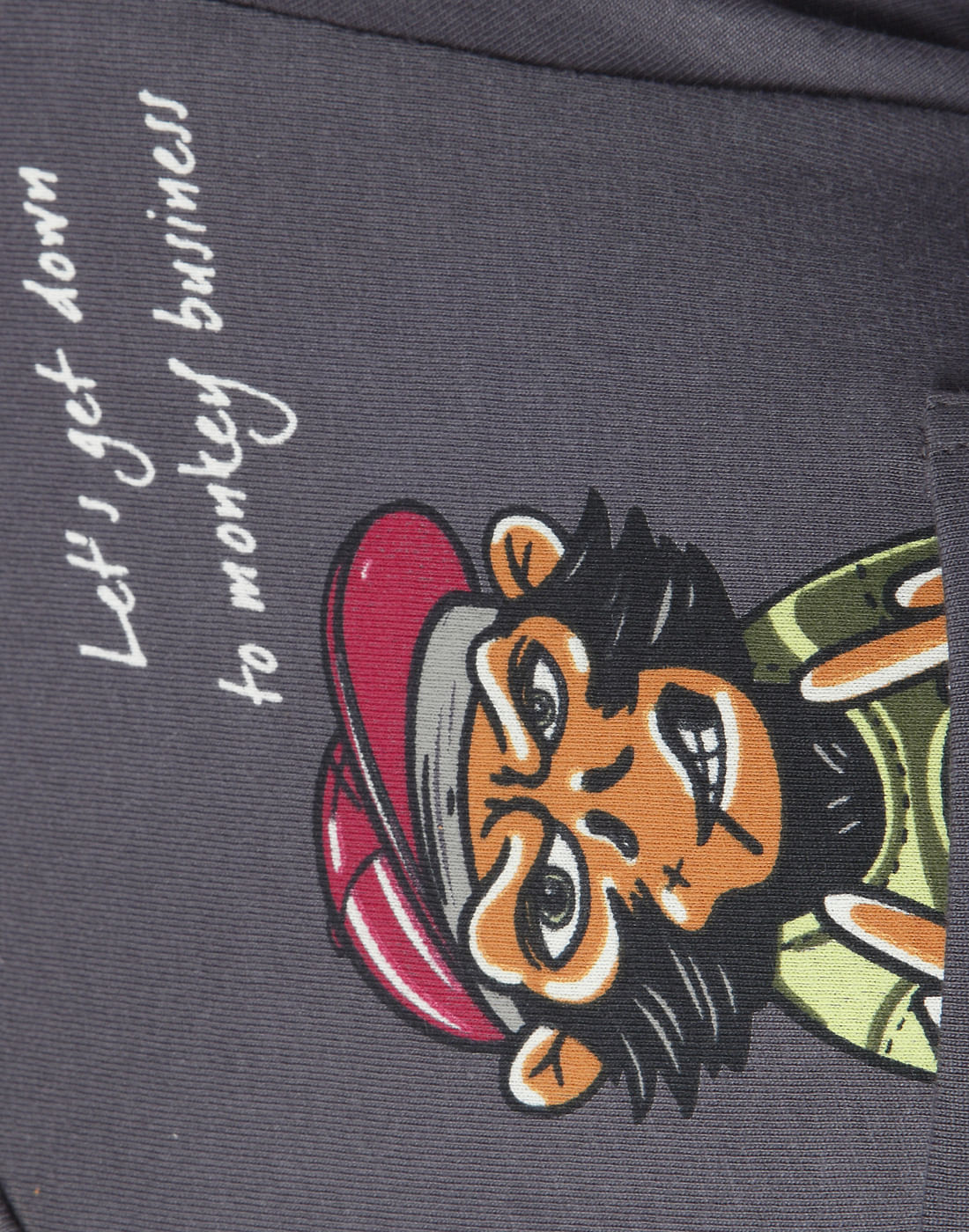 Grey Monkey Print Crew Neck T-Shirt