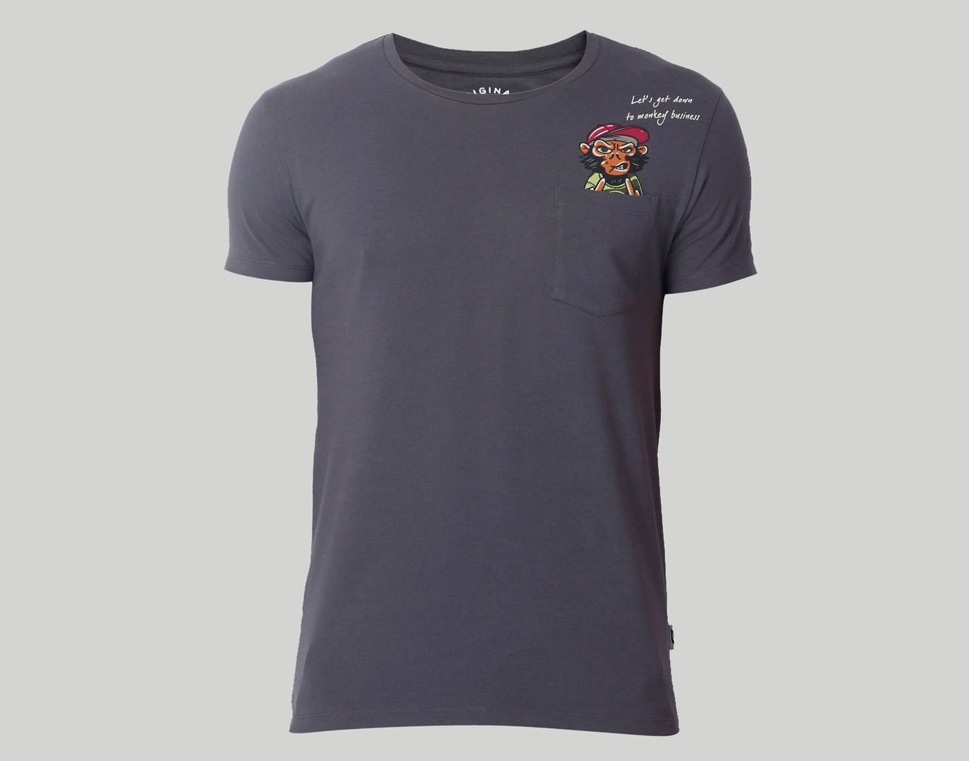 Grey Monkey Print Crew Neck T-Shirt