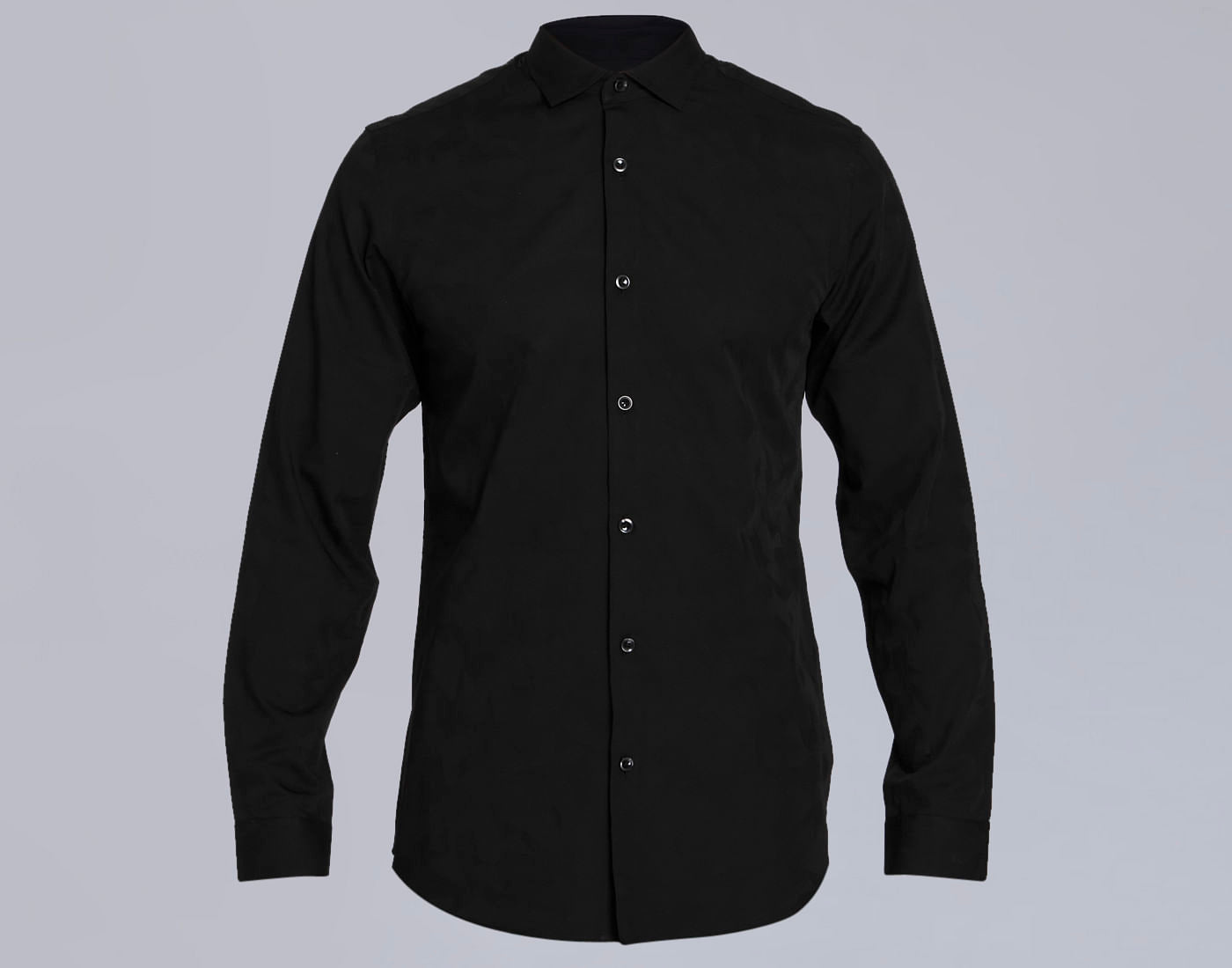 Black Jacquard Slim Fit Shirt