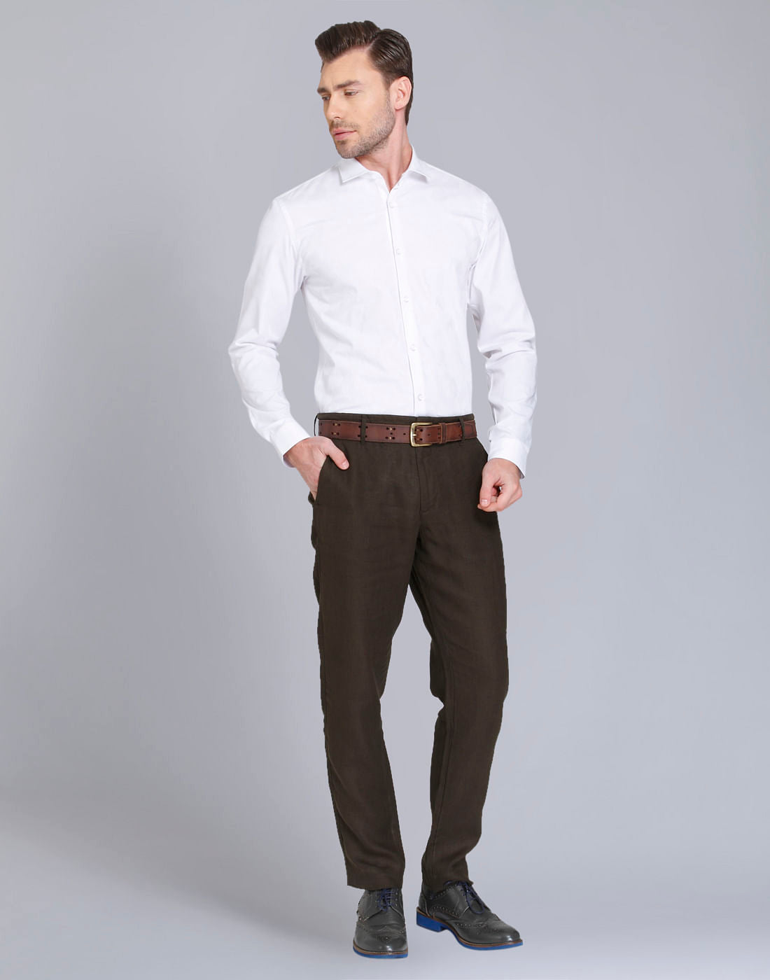 White Jacquard Slim Fit Shirt