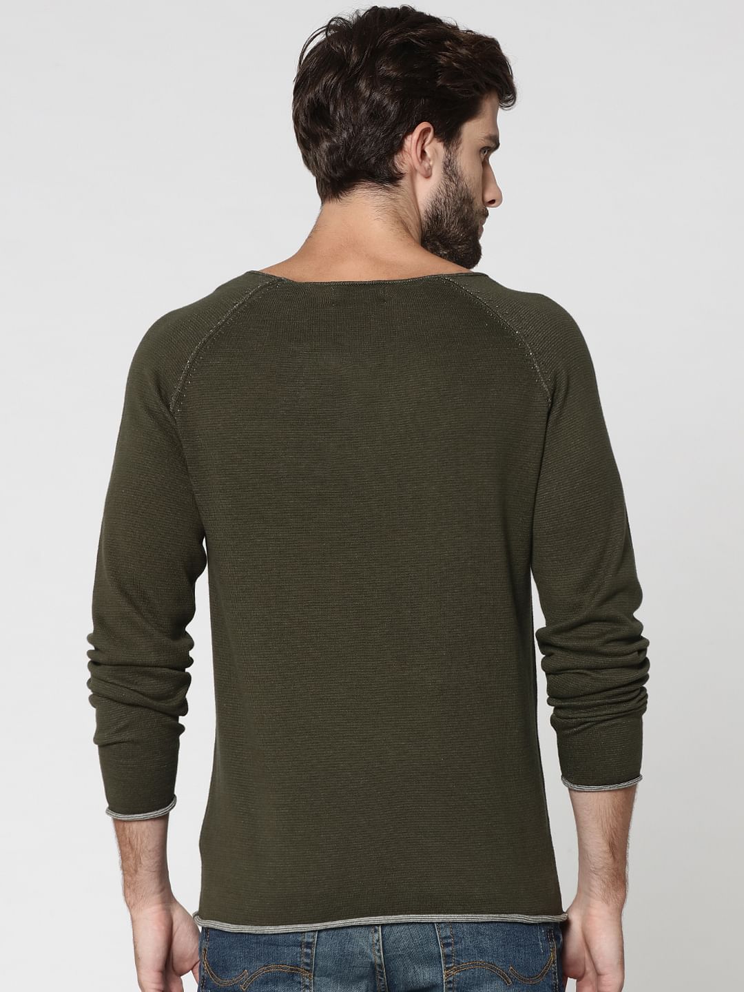 Olive Green Henley Sweatshirt