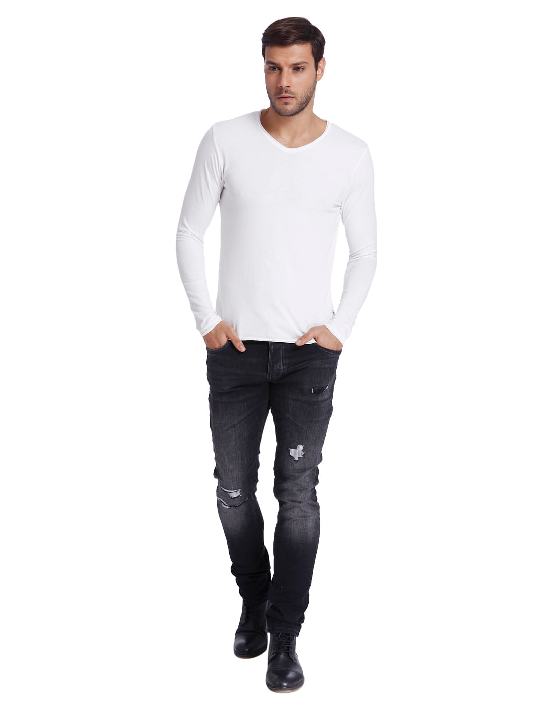 White V-Neck T-Shirt