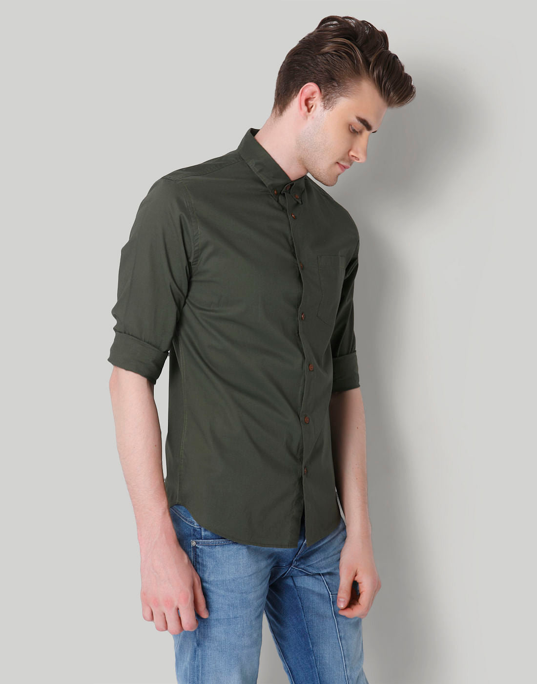 Olive Green Slim Fit Shirt