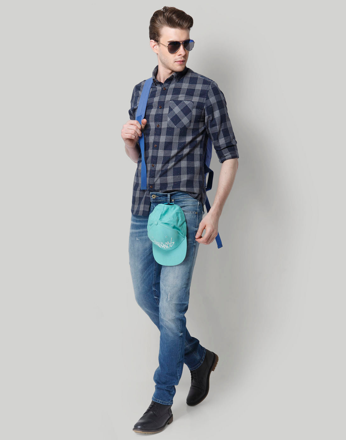 Blue Check Slim Fit Shirt