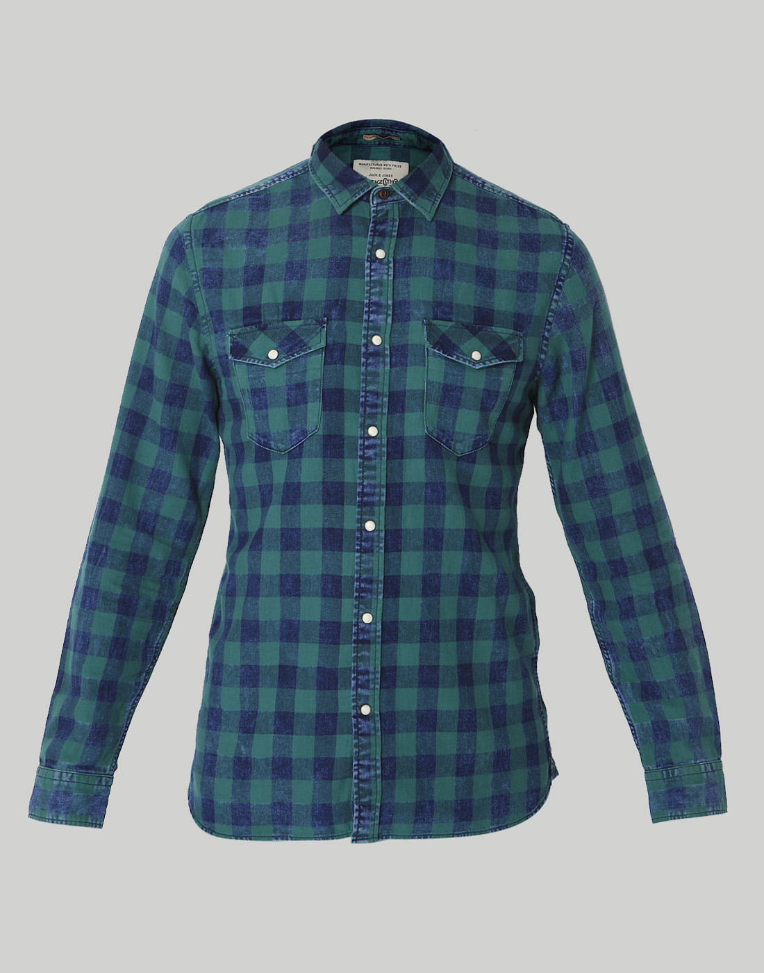 Blue & Green Check Slim Fit Shirt